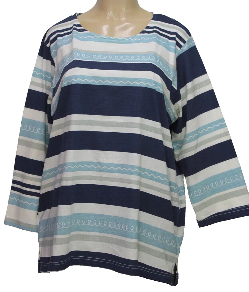 Top vintage Adrian Delafield para Haband manga 3/4 rayas multicolor talla XL Foto 1 de 4