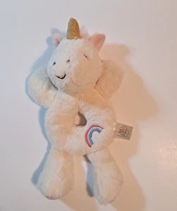 Spark Create Imagine Baby Unicorn Rattle Ring Plush Stuffed Animal Lovey 9" Toy - Picture 1 of 7