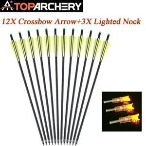 12X Archery Crossbow Bolts 20" Carbon Arrows OD 8.8mm & 3X Lighted Nocks Shoot - Picture 1 of 11