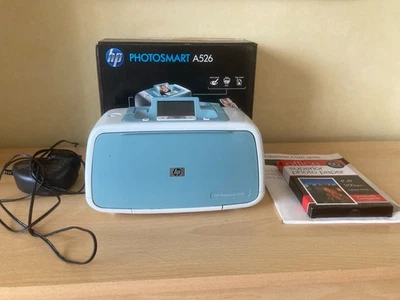 HP Photosmart A526 Portable Digital Inkjet Photo Printer c/w Mains Lead & Manual - Image 1 of 4