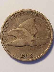 *1858 UNITED STATES FLYING EAGLE SMALL CENT PENNY, VG DETAILS #P118 - Imagen 1 de 4