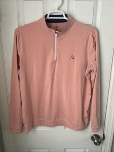 Rhoback Mens Performance Q-Zip Pullover 1/4 Zip Peach Orange Large EUC - Picture 1 of 5