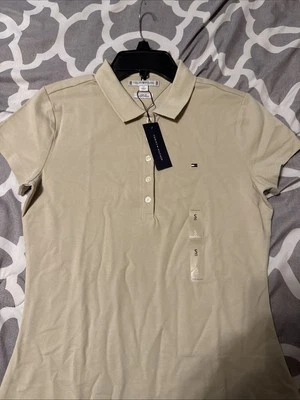 NWT Tommy Hilfiger Women's Stretch Slim Fit Short Polo Dress Size Tan/Beige - Image 1 of 4