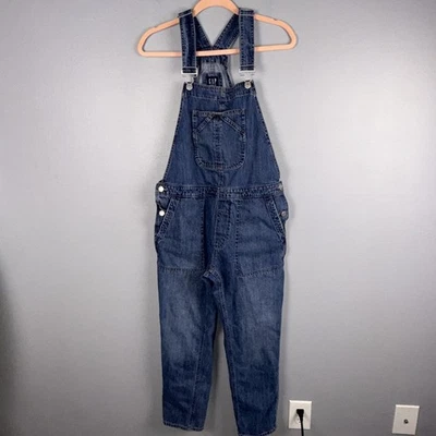 Gap Denim Bib Overalls Women Small Medium Wash Cropped Slouchy Country Farmer - Image 1 of 4