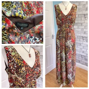 Debenhams Collection Maxi Dress Size 16 Chiffon Abstract Belted Summer Party - Picture 1 of 15