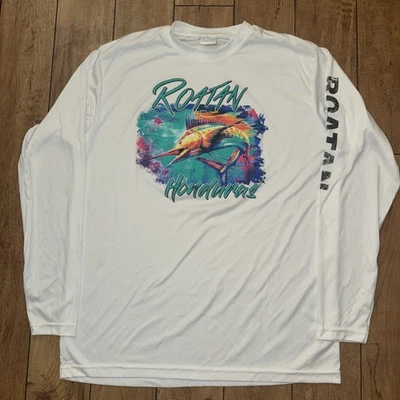 Roatan Honduras UV Protection Long Sleeve Shirt White Large 21x27 - Image 1 of 3