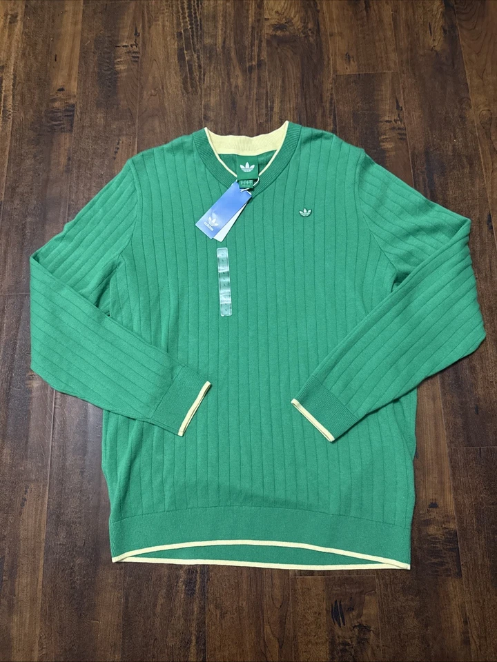 Nuevo con etiquetas Adidas Golf Originales Suéter Tejido Cachemira Trébol Verde Para Hombre L $180. F2 Foto 1 de 4