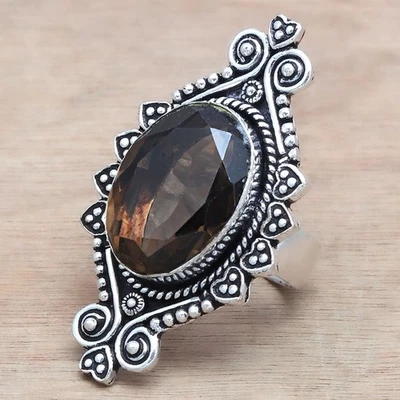 Smoky Quartz Gemstone Handmade Silver Jewelry  "7" - Image 1 of 4