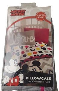 Funda de Almohada Mickey Mouse Jay Franco "Love" Súper Suave 20" x 30" 1 Unidad Gris Rosa - Imagen 1 de 4