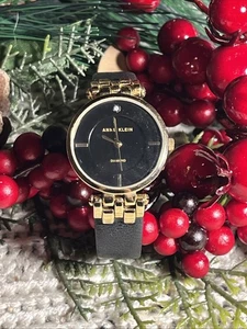 Vintage Anne Klein AK/2684 Women's Diamond Accented Black Dial Wrist Watch  - Foto 1 di 5