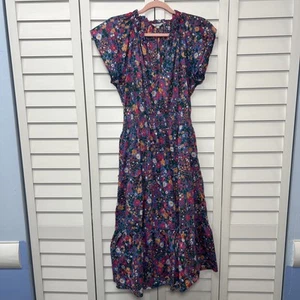 Rails Amellia Leilani Floral Tiered Ruffle Cotton V-Neck Midi Dress Size Large - Bild 1 von 13