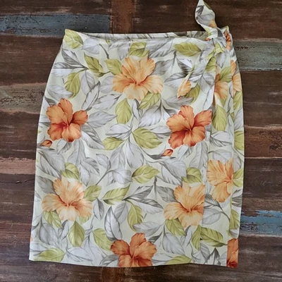 Falda envolvente floral hawaiana tropical 100 % seda Tommy Bahama talla 6 ¡Muy encantadora! Foto 1 de 4