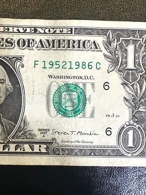 FANCY SERIAL NUMBER $1 Dollar Bills Dual Years 1952/1986 - Image 1 of 3