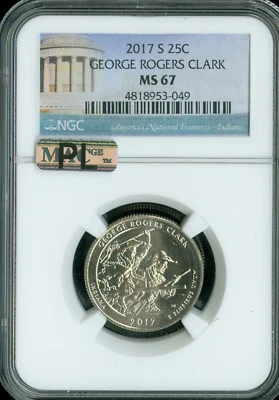 2017 S GEORGE ROGERS CLARK QUARTER NGC MS67 MAC PL FINEST GRADE   . - Image 1 of 2