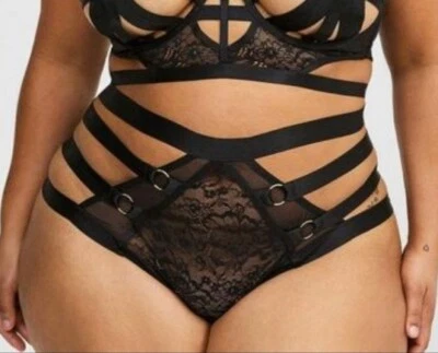 Torrid Sexy Black Strappy Vixen High-Waist Cheeky Panty Plus Size 2X, 18/20 Foto 1 de 4