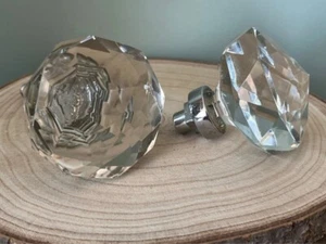 Solid cut glass door handles for interior door with silver collar - Picture 1 of 15