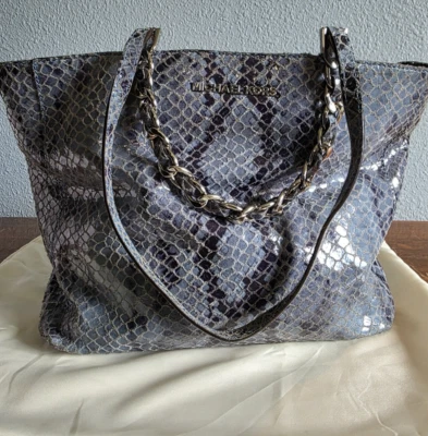 Michael Kors blue snakeskin large tote style handbag and matching wallet - Image 1 of 4