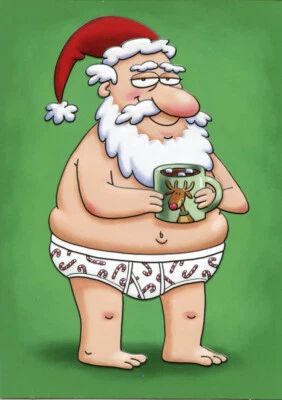 Recycled Paper Greetings Santa Wearing Briefs Funny / Humorous Christmas Card