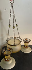 PartyLite Paris Amber Frost Jewelled Candlesticks & Hanging Candle Lamp