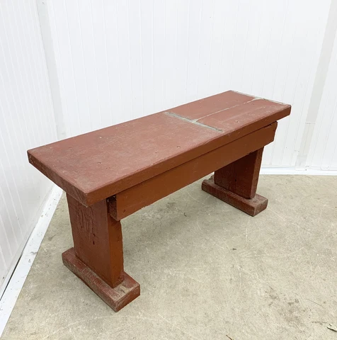 Vintage Handmade Bucket Bench Red Painted Farmhouse Furniture Primitive Country Cover