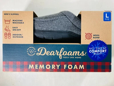 Тапочки мужские Dearfoams пена с эффектом памяти древесный уголь размеры 7 8 9 10 11 12 13 14 - Изображение 1 из 4