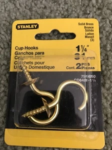 NUEVO STANLEY 759050 PACK (2) 1 1/4" LATÓN CHAPADO GANCHO PERCHAS 6462782 - Imagen 1 de 2