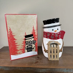 Bath & Body Works 2014 16"" cerámica muñeco de nieve soporte para velas con caja - Imagen 1 de 10