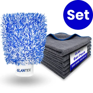 GLANTEX dry cloth washing glove car microfiber cloth car care polishing cloth set - Picture 1 of 9