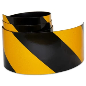 FLURO Magnetic Reflective Tape 1M x 100mm x 0.8mm Hi-Vis Black and Yellow Stripe - Picture 1 of 3