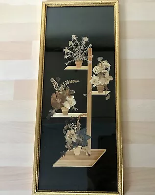 Goldener Bilderrahmen Mit Echten Gepressten   Wiesenblumen/ Trockenblumen, 70er • 5€