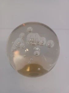 CRYSTAL ART GLASS PAPERWEIGHT w/Controlled Bubbles 3.5" - Picture 1 of 4