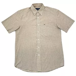 Camisa Arnold Palmer Para Hombres Pequeña Marrón Cuadros Abotonada Golfista Golf Informal - Imagen 1 de 6