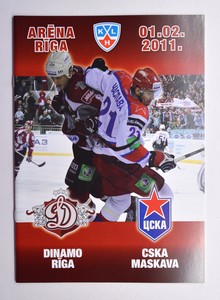 2011-Feb-01 KHL Dinamo Riga vs CSKA Moscow Hockey Game Programme