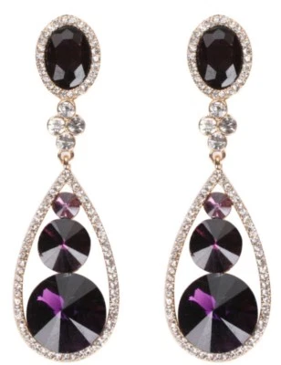 PENDIENTES CLIP PEDRERÍA CRISTAL PÚRPURA ARAÑA BODA NOVIA GRADUACIÓN FIESTA Foto 1 de 3