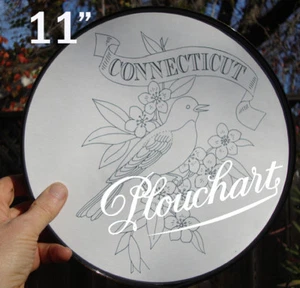 CONNECTICUT Staatsvogel/Blume gerahmt rund Malposter - Bild 1 von 2