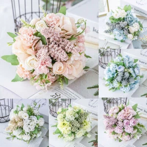 Ramo de boda de flores de seda de peonía artificial tacto real 13 cabezas decoración del hogar - Imagen 1 de 30