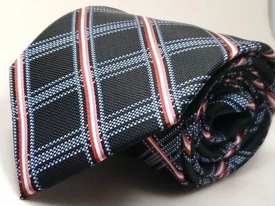 Gravata xadrez STAFFORD feita à mão masculina preta vermelha rosa branca azul NOVA - Imagem 1 de 3