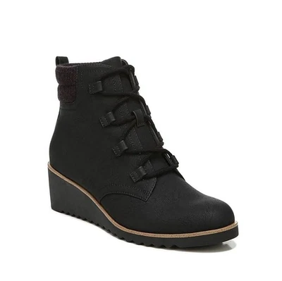 Life Stride Womens 7.5 W Black Lace Up Wedge Heel Ankle Booties NIB JV7 - Image 1 of 4