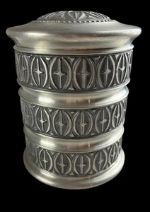 Haugrud Pewter Norway Norwegian Nordic Design Jar With Lid, wood Inside - Picture 1 of 9