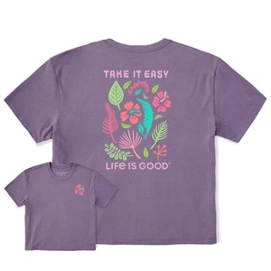 Life is Good 139713 - Women's Take it Easy Beach Flowers S/S Crusher Boxy Tee - - Picture 1 of 4