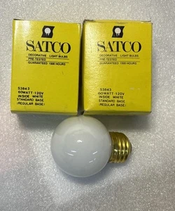 Satco S3843 60G16.5/W 60W G16 White Decorative Light Bulb * 2-Pack *New - Picture 1 of 6