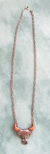 Bull Head Taurus Necklace with Copper Colored Horns - Picture 1 of 3