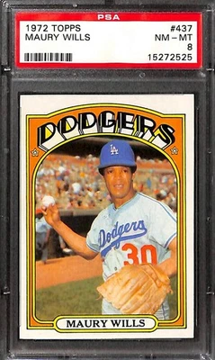 1972 TOPPS #437 MAURY WILLS PSA 8 NM-MT 15272525  - Image 1 of 3