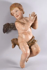 C04U79- Rococo Angel Putto Wood Carved Mounted 18th Century - Picture 1 of 12