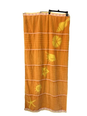 Palm Cove Large Beach Bath Towel 32"X67" Tangerine Sea Shells Egypt Cotton - Image 1 of 4