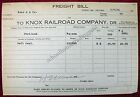 Knox Railroad Company Union Maine Freight Bill For Soft Coal May 9, 1924