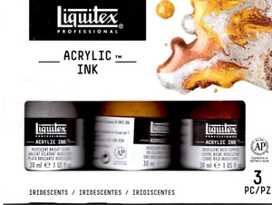 Liquitex Professional Acrylic Ink Essential Colour Set Bright Silver Gold Copper - Picture 1 of 1