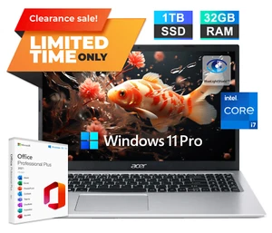 2024 Acer Aspire Laptop 15.6", 4.7GHz Intel i7, 32GB RAM & 1TB SSD, Win 11 Pro - Picture 1 of 14