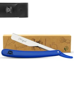 Halsschneider für Männer, Shavette, Kunststoffgriff, Barber Straight Razor, blau - Bild 1 von 7