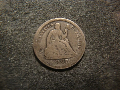 1867-S VG Fine Seated Liberty Half Dime Nice Rims Decent Coin SLC Cover